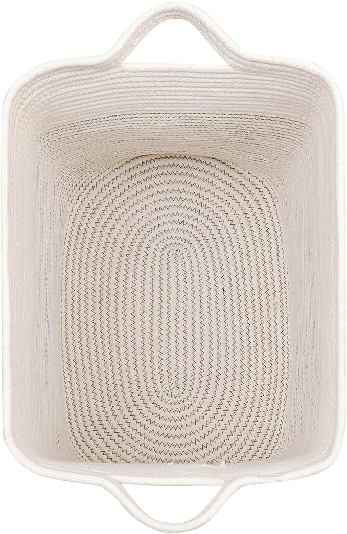 Hampers for Bins Large Blanket Basket,Storage Basket Rectangle Woven Baskets for Storage, Nursery Cotton Rope Basket Living Room, Toy Basket For Organizing, With Handle Dirty Clothes Basket
