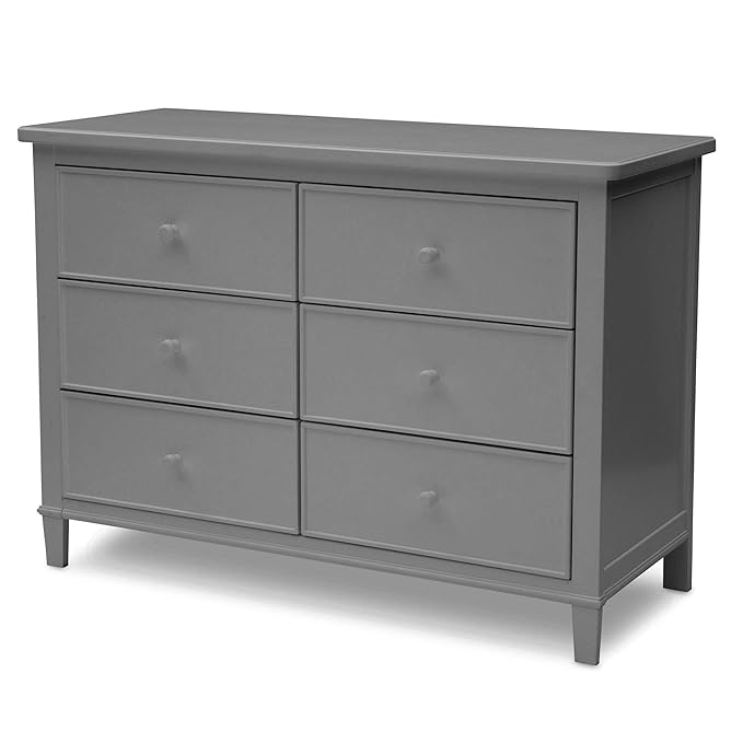 Delta Children Fancy 4-in-1 Convertible Crib and 6 Drawer Dresser Bundle, Grey