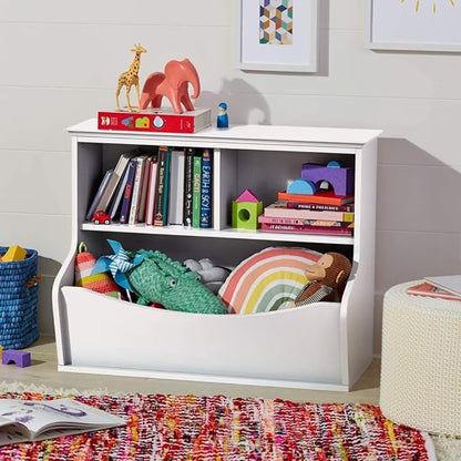 Amazon Basics Children's Multi-Functional 3 Shelf Bookcase and Toy Storage Bin, White, 14.84" D x 31.25" W x 24.56" H
