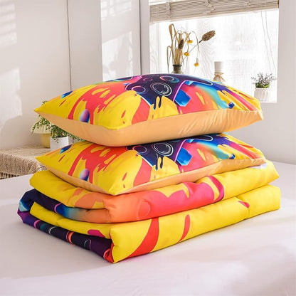 Aimuan Gamer Gaming Bedding Sets 3D Gamepad Comforter Sets for Boys Games Console Action Buttons Novelty Colorful Game Controller Modern Room Decor Home Quilt Set (Queen, Yellow)