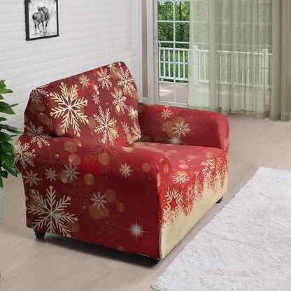 FKELYI Christmas Snow Sofa Slipcover Stretch Sofa Couch Cover for Living Room Non-Slip Furniture Protector Washable Sofa Slipcovers S
