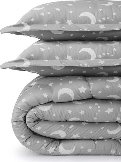 Utopia Bedding All Season Moon Star Comforter Set with 2 Pillow Cases, 3 Piece Soft Brushed Microfiber Kids Bedding Set for Boys/Girls, Machine Washable (Twin)