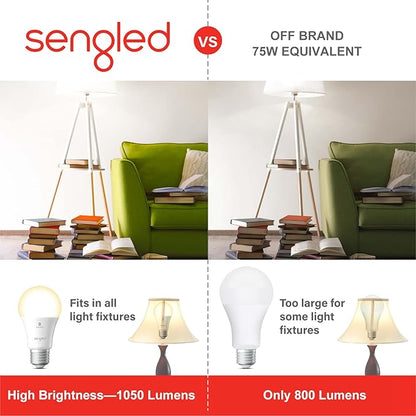 Sengled Alexa Light Bulb 75W Equivalent, Smart Light Bulbs Bluetooth Mesh 1050 LM, Smart Bulbs That Work with Alexa Only 2700K, High Brightness, Soft White A19 Dimmable Bulb, No Hub Required, 4 Pack