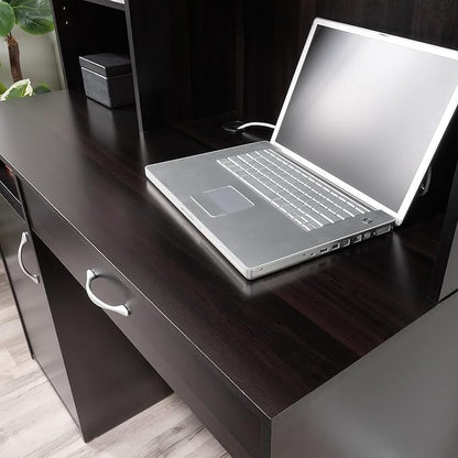 Sauder Beginnings Transitional Desk with Hutch, Cinnamon Cherry finish