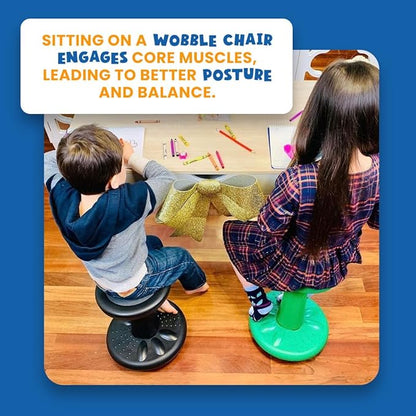 Studico ActiveChairs Kids Wobble Stool, Flexible Classroom Seating improves Focus, Posture & helps ADHD/ADD. Get The Wiggles out Active Fidget Chairs, Preschool | Elementary 14" Chair, Ages 3-7, Gray