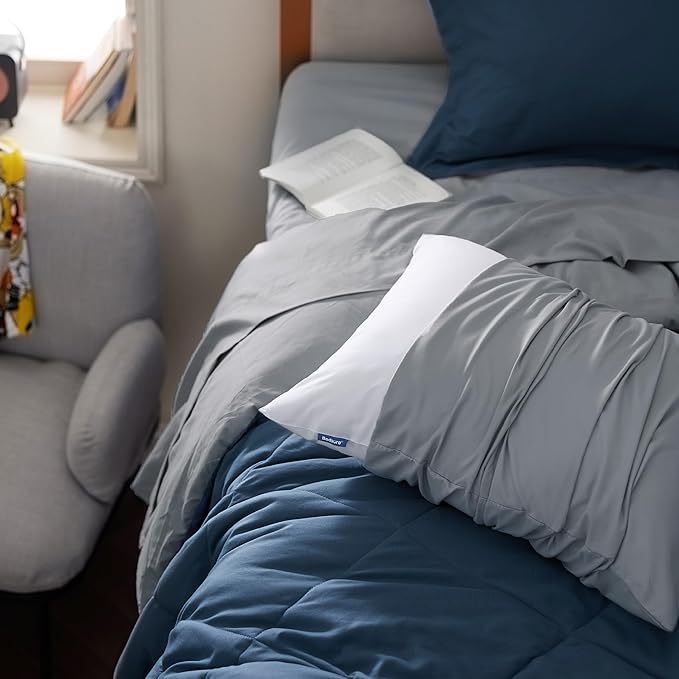 Bedsure Navy Twin XL Comforter Set - 5 Pieces Reversible Twin XL Bedding Sets, Navy Bed Set with Comforters, Sheets, Pillowcase & Sham