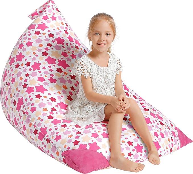 Aubliss Stuffed Animal Storage Bean Bag Chair Cover, 50"x 35" Extra Large Bean Bags for Kids & Adults, Beanbag Toy Storage for Boys Girls - Premium Cotton Canvas Bola