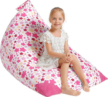 Aubliss Stuffed Animal Storage Bean Bag Chair Cover, 50"x 35" Extra Large Bean Bags for Kids & Adults, Beanbag Toy Storage for Boys Girls - Premium Cotton Canvas Bola
