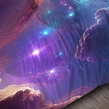 Galaxy Bedding Set Twin Size Blue Purple Outer Space Comforter Sets for Girls Boys Kids Teens Women Starry Glitter Nebula Quilt 1 Comforter + 1 Pillow Case