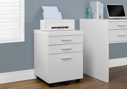 Monarch Specialties White Hollow-Core 3 Drawer File Cabinet on Castors