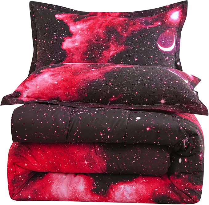 A Nice Night 3D Galaxy Blanket Comforter Bedding Sets Home Textile with Comforter Pillowcase, Queen Size