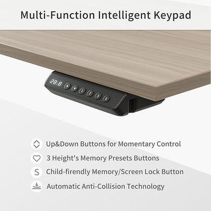 FEZIBO 63" L Shaped Executive Standing Desk with 3-Drawer File Cabinet, Electric Height Adjustable Stand up Desk for Home Office, Computer Desk with Storage Cabinets, White Frame Light Walnut Top