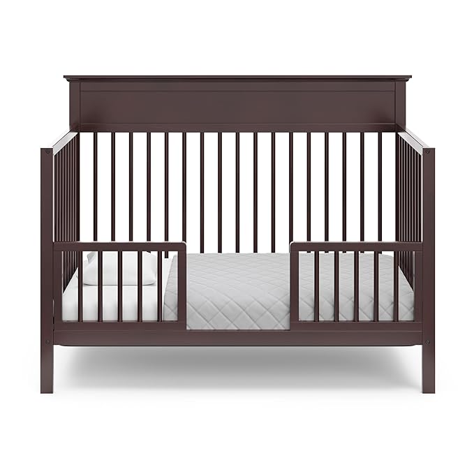 Storkcraft Carmel 5-in-1 Convertible Crib (Espresso) - GREENGUARD Gold Certified, Converts to Toddler Bed & Full-Size Bed, Fits Standard Full-Size Crib Mattress, 4 Adjustable Mattress Heights