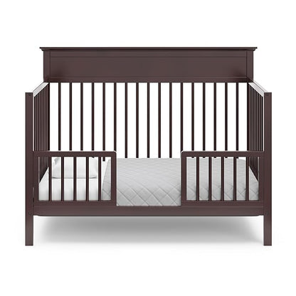 Storkcraft Carmel 5-in-1 Convertible Crib (Espresso) - GREENGUARD Gold Certified, Converts to Toddler Bed & Full-Size Bed, Fits Standard Full-Size Crib Mattress, 4 Adjustable Mattress Heights