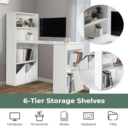 Computer Desk with Shelves, White