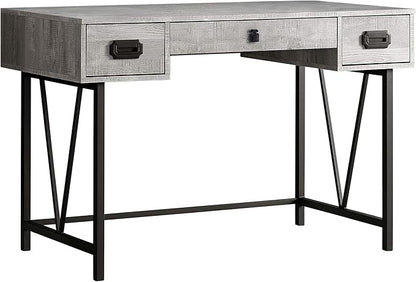 Monarch Specialties Laptop Table with Drawers-Industrial Style-Metal Legs Computer Desk Home & Office, 48" L, Grey Reclaimed Wood Look