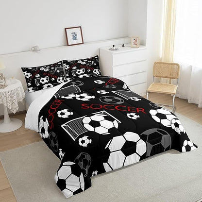 Feelyou Football Comforter Set King Size Rugby Sports Comforter for Kids Teens Adults Soccer Ball Game Bedding Set Gift for Football Lover Duvet Set Room Decor 3Pcs with 2 Pillow Case