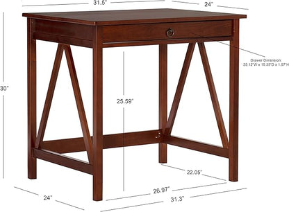 Linon Home Dcor Titian Laptop Desk, Antique Tobacco, 31.5" W x 24.02" D x 30" H