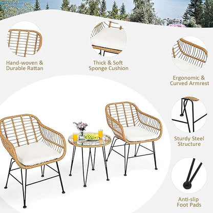 Bistro Table and Chairs Set of 2, OneSize, Pale Brown