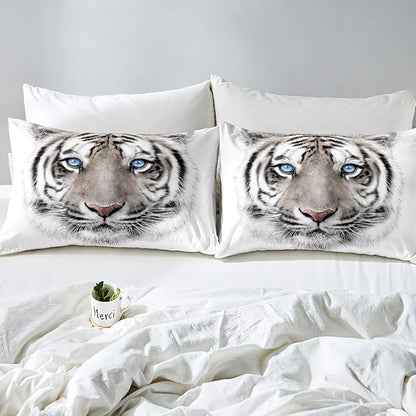 Erosebridal Boys Tiger Comforter Set Twin Size, Wild Animal Print Down Comforter for Boys Girls Teens Adult Bedroom, Grey Tiger Skin Duvet Insert Black White Stripe Bedding Comforters for Bedroom