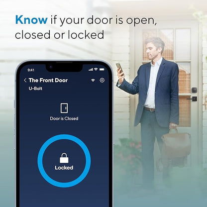 ULTRALOQ U-Bolt WiFi Smart Lock with Door Sensor, 5-in-1 Keyless Entry Door Lock with Built-in WiFi, Bluetooth and Keypad, WiFi Door Lock, WiFi Deadbolt