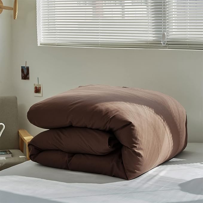 Brown Comforter Set Cal King Coffee Color Bedding Set 3 PCs Solid Chestnut Brown All Season Blanket Set Women Coffee Brown Color Lightweight Comforter Set Cal King Breathable Bed Comforter