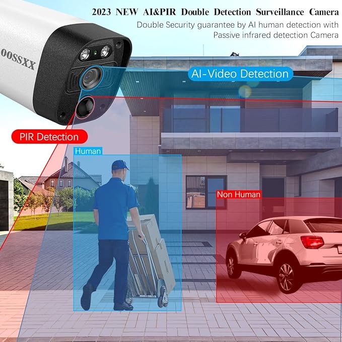 OOSSXX (HD 2.7K 5.0MP with Audio) Outdoor Wired Security Camera Systems PoE Outdoor Surveillance Video System