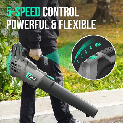 Litheli Cordless Leaf Blower 40V, Battery Leaf Blowers for Lawn Care, Lightweight Axial Blower for Blowing Leaf, Dust, Debris, with 2.0Ah Battery & Charger Included