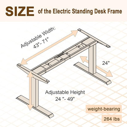 Electric Standing Desk Frame Dual Motor Height Adjustable Desk Motorized Stand Up Desk-Black(Frame Only)