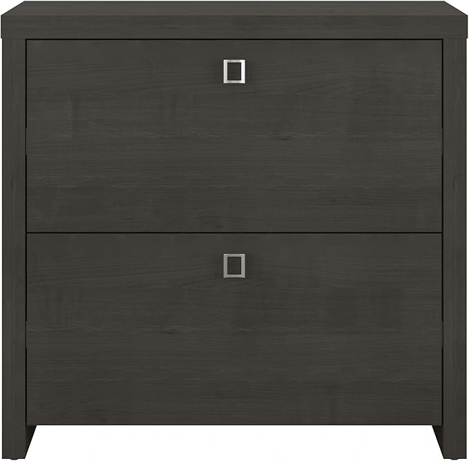 Bush Business Furniture Lateral Cabinet with Satin Silver Hardware | Echo Collection 2 Drawer Filing Unit for Home Office or Professional, 31W, Charcoal Maple