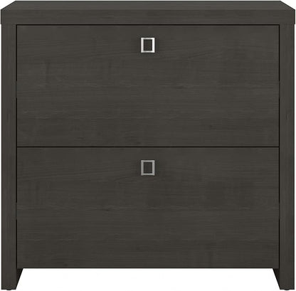 Bush Business Furniture Lateral Cabinet with Satin Silver Hardware | Echo Collection 2 Drawer Filing Unit for Home Office or Professional, 31W, Charcoal Maple