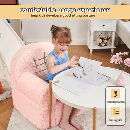 Kids Chair Toddler Chair Sherpa Couch Sherpa Kids Bean Bag Chair,Cuddly Toddler Chairs Comfy Plush Chair Toddler Couch Reading Chair for Kids Fuzzy Baby Chair Pink