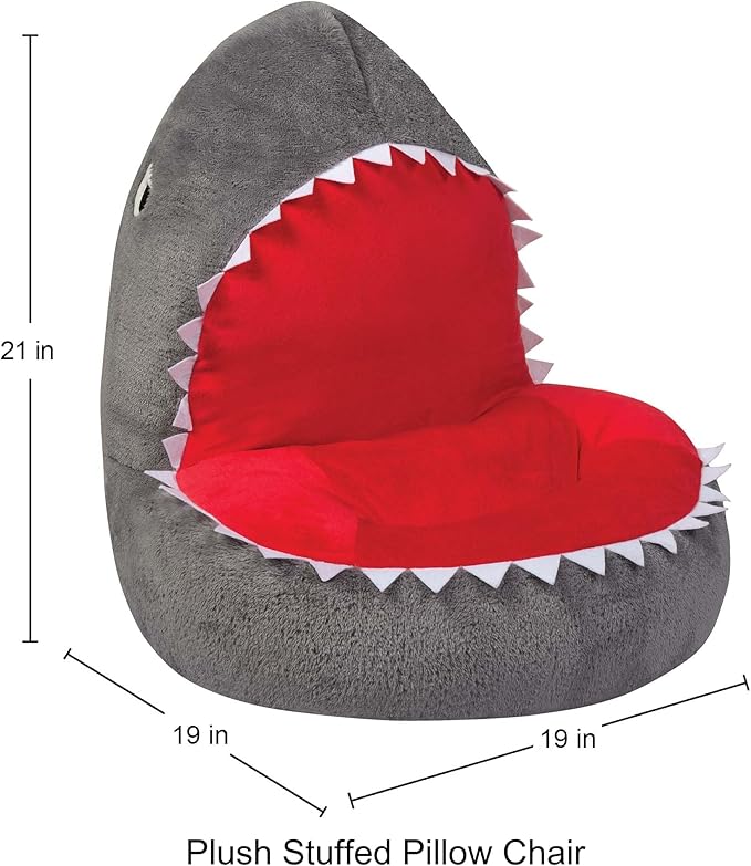 Trend Lab Shark Toddler Chair Plush Character Kids Chair Comfy Furniture Pillow Chair for Boys and Girls, 21 x 19 x 19 inches