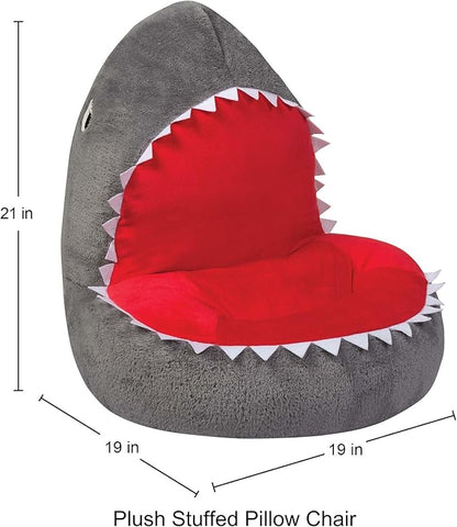 Trend Lab Shark Toddler Chair Plush Character Kids Chair Comfy Furniture Pillow Chair for Boys and Girls, 21 x 19 x 19 inches