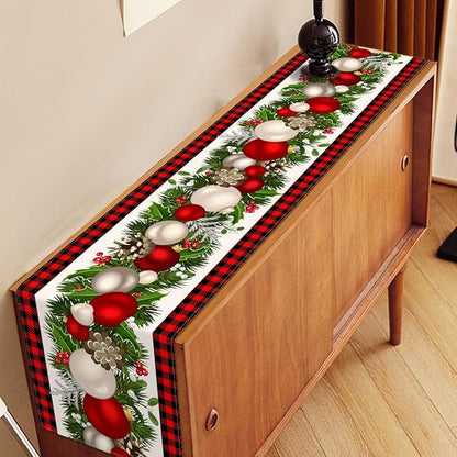 Nepnuser Black and Red Buffalo Check Plaid Christmas Table Runner 108 Inches Long Seasonal Winter Xmas Party Decoration Holiday Home Kitchen Dining Room Decor