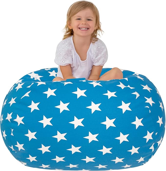 Aubliss Stuffed Animal Bean Bag Storage Chair (Blue Star, X-Large (48''))