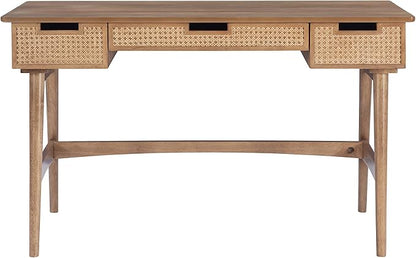 Linon Natural Dutton Wood and Rattan Desk