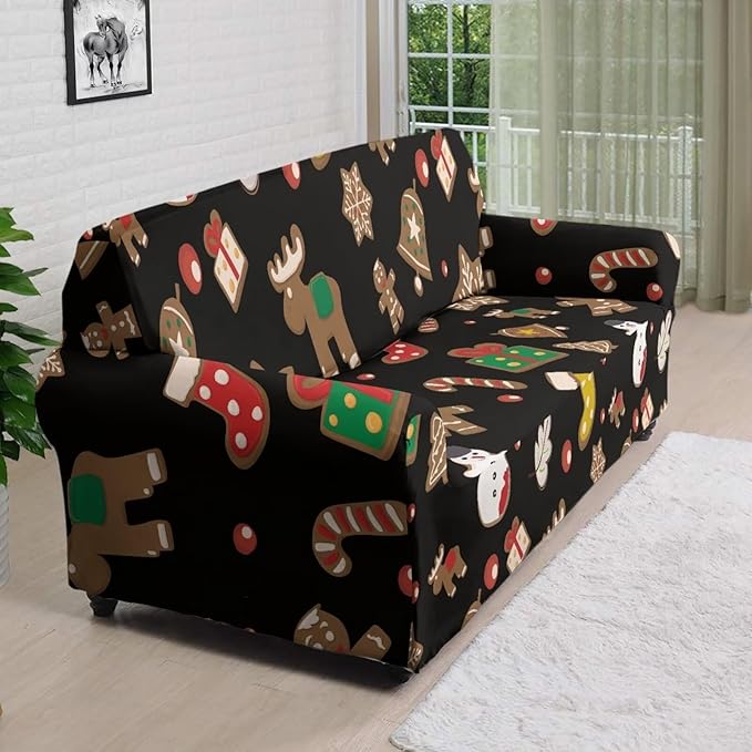 FKELYI Christmas Decorations Indoor Furniture Protector Easy Going Stretch Sofa Slipcover Non-Slip Sofa Slipcovers Washable Sofa Couch Cover XL