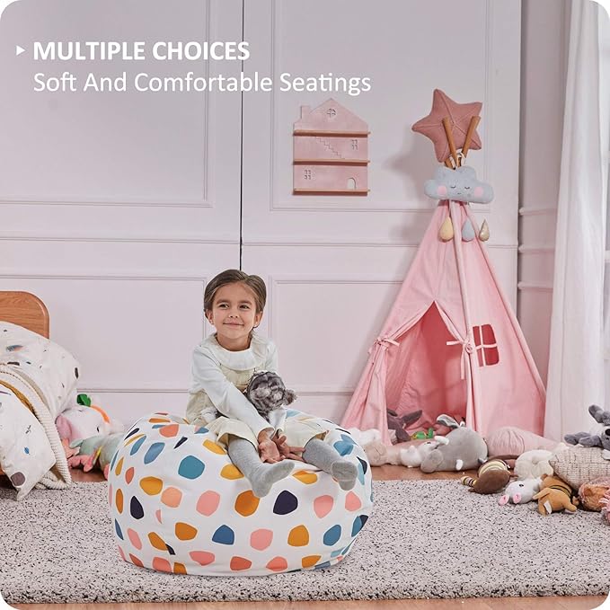 Nobildonna Stuffed Animal Storage Bean Bag Chair Cover Only for Kids Girls Toddler, Large Beanbag Chair without Filling for Organizing Children Soft Plush Toys