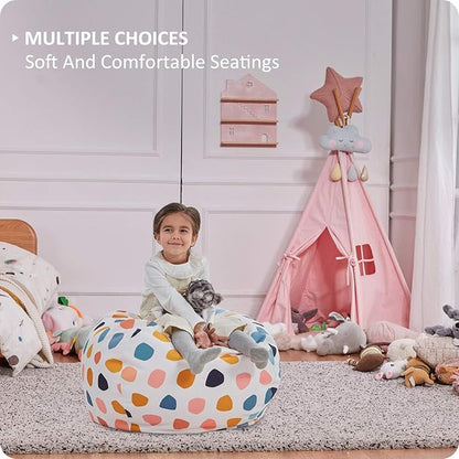 Nobildonna Stuffed Animal Storage Bean Bag Chair Cover Only for Kids Girls Toddler, Large Beanbag Chair without Filling for Organizing Children Soft Plush Toys