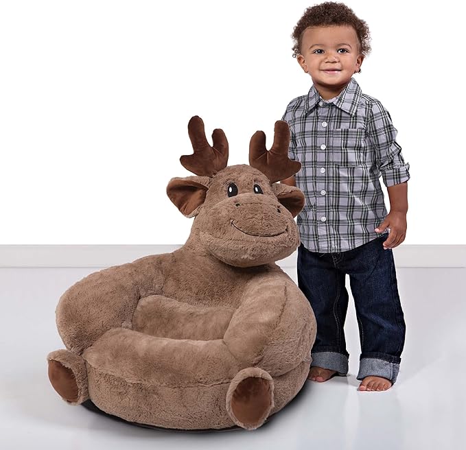 Trend Lab Moose Toddler Chair Plush Character Kids Chair Comfy Furniture Pillow Chair for Boys and Girls, 21 x 19 x 19 inches