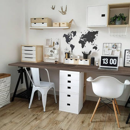 Kaboon Universal Tabletop 55"x23.62" Solid One-Piece Melamine Table Top, Double Desk L-Desk DIY, Home and Office Countertop,Eucalyptus/Dark Walnut