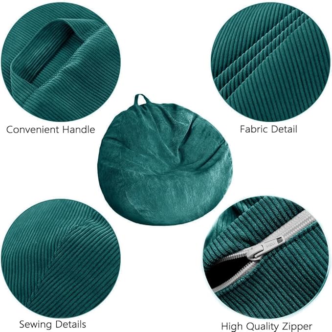 Stuffed Animal Storage Bean Bag Chair Cover (No Filler) Washable Ultra Soft Corduroy Bean Bag Cover for Organizing Plush Toys or Textile, Sack Bean Bag for Adults, Teens