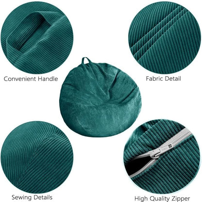 Bean Bag Chair Cover (No Filler) Stuffed Animal Storage Bean Bag Cover Pets Dogs/Cats Lazy Beds. Washable Ultra Soft Corduroy Stuffed for Organizing Plush Toys or Textile, Sack Bean Bag