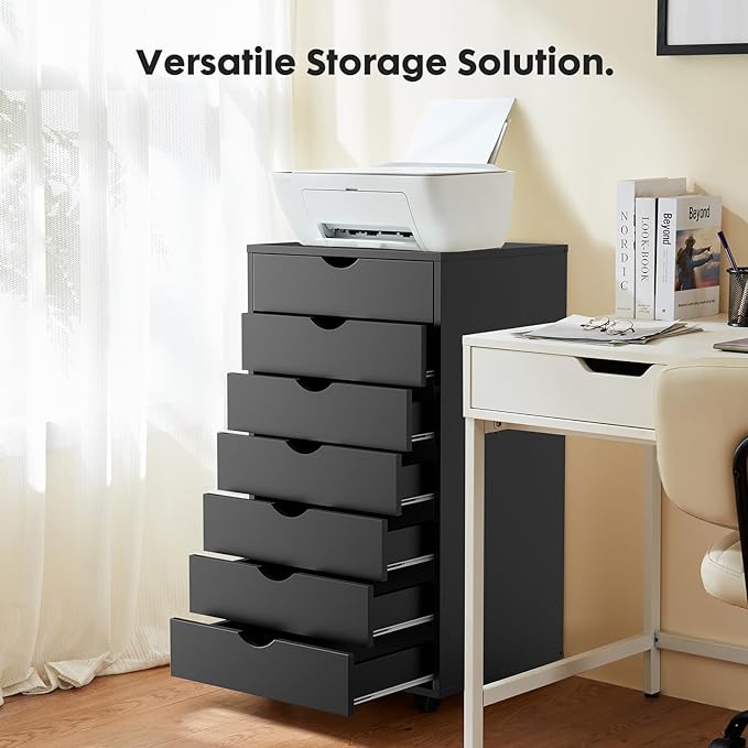 OLIXIS Chest Wood File Cabinet Rolling Organization Storage Dresser with Wheels for Home Office