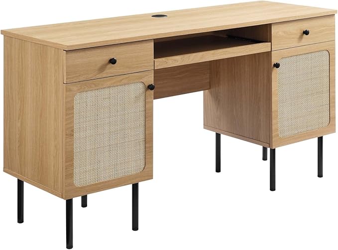Modway Chaucer Modern Wood Grain Computer Office Desk, Oak