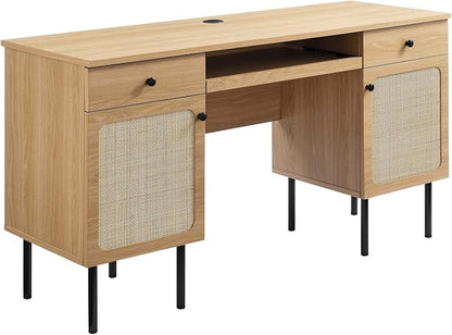 Modway Chaucer Modern Wood Grain Computer Office Desk, Oak