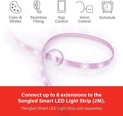 Sengled Smart Zigbee Multicolor Light Strip, 2M (6.56ft) Base Kit, Hub Required, Also Works with Alexa & Google Assistant, RGBW, Extendable, High Brightness, 1400Lumens (E1G-G8E)
