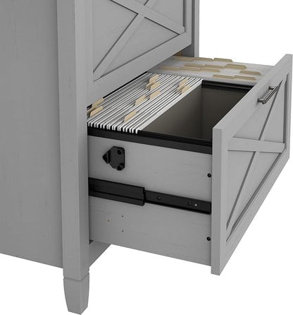 Bush Furniture Key West 2 Drawer Lateral File Cabinet in Cape Cod Gray | Document Storage for Home Office | Accent Chest with Drawers