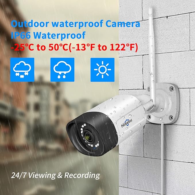 Hiseeu Security Cameras Wireless Outdoor System 5MP PTZ&Bullet Cameras IP66 Waterproof -Night Vision Motion Alert with 1TB Storage WiFi Security Camera No Monthly Fees